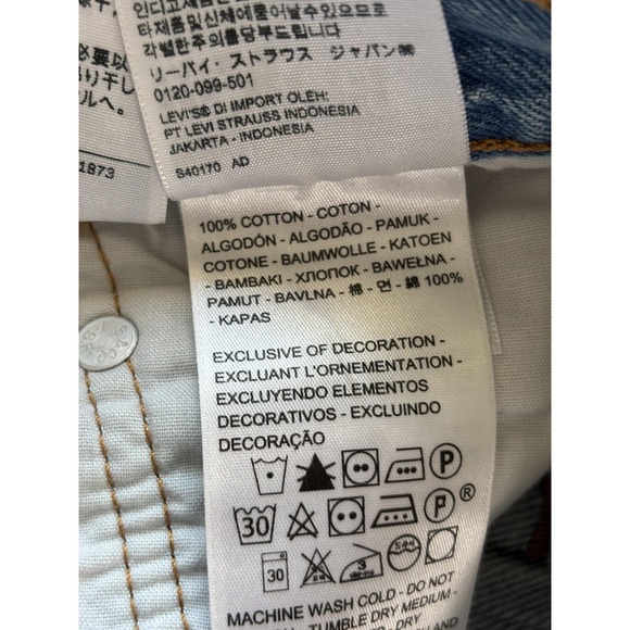 Levis Jeans Womens 31x26 Blue Light Wash Distressed Straight Leg Button Fly - Picture 4 of 8